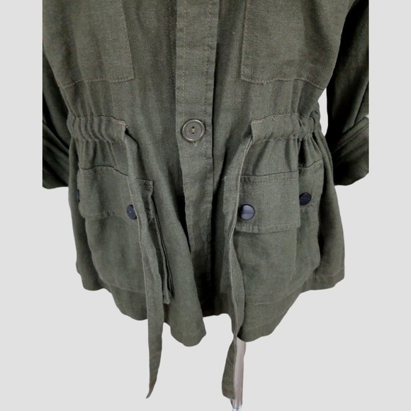 Sanctuary Women's Day Trip Cropped Linen Jacket Military Olive Green Medium - Picture 6 of 11